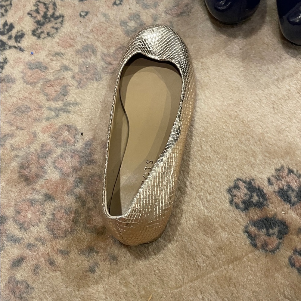 Gold Snakeskin Ballet Flats